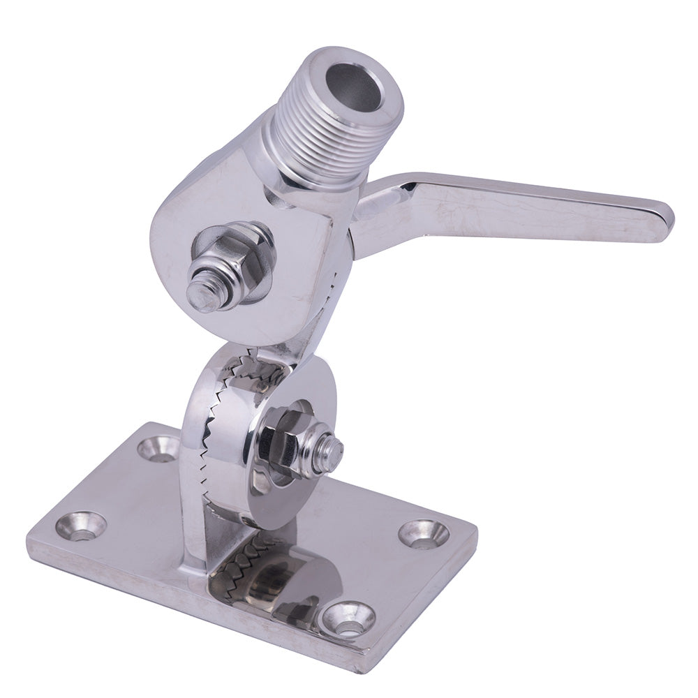 Whitecap heavy-duty stainless steel ratchet antenna mount with adjustable clamp and robust construction for marine or vehicle use