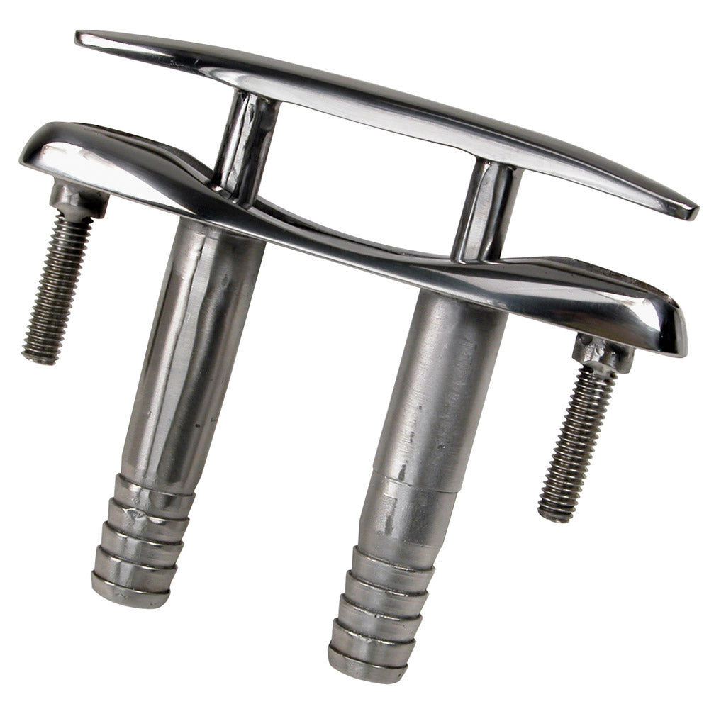 Whitecap E-Z Push Up stainless steel cleat, 6-inch marine hardware for secure boat and dock line attachment.