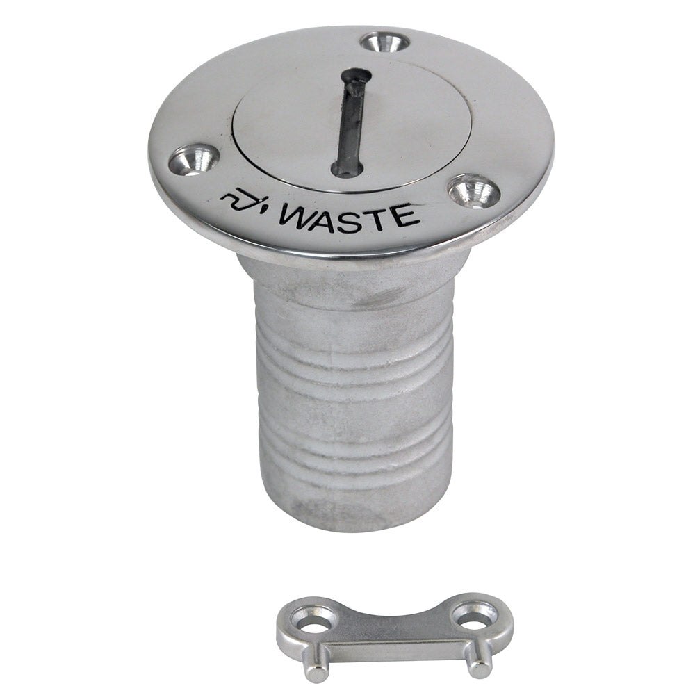 Whitecap 1-1/2 inch hose deck fill with waste fitting, durable marine-grade deck fill for boat water systems