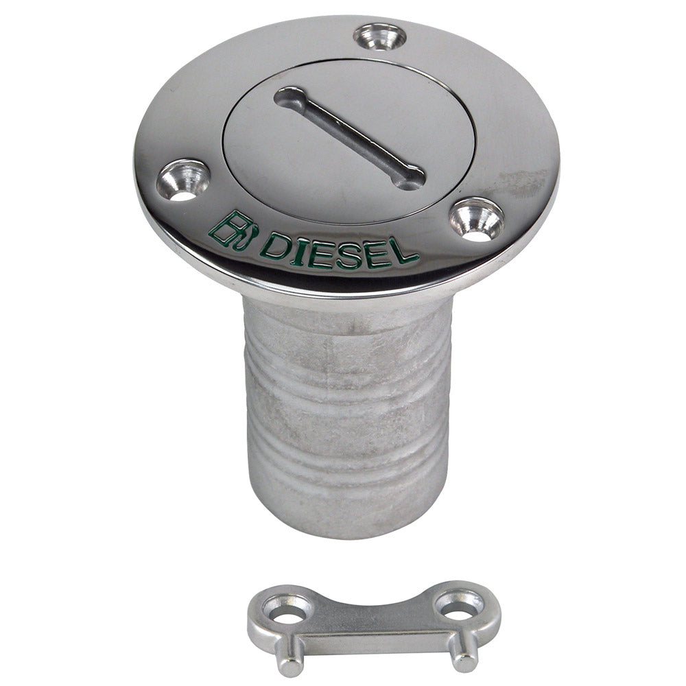 Whitecap 2-inch diesel hose deck fill for boats, featuring durable white deck fitting for efficient fuel access.
