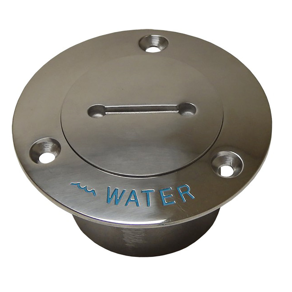 Whitecap 1-1/2 inch white pipe deck fill for water tanks, durable marine deck fill fitting with secure sealing.