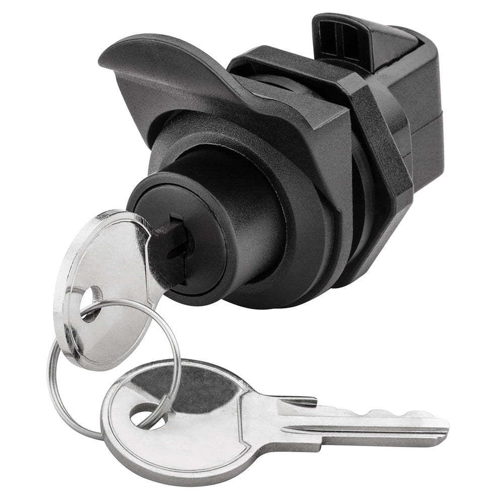 Whitecap locking push button latch, a durable latch with a secure locking mechanism, shown in a white finish.
