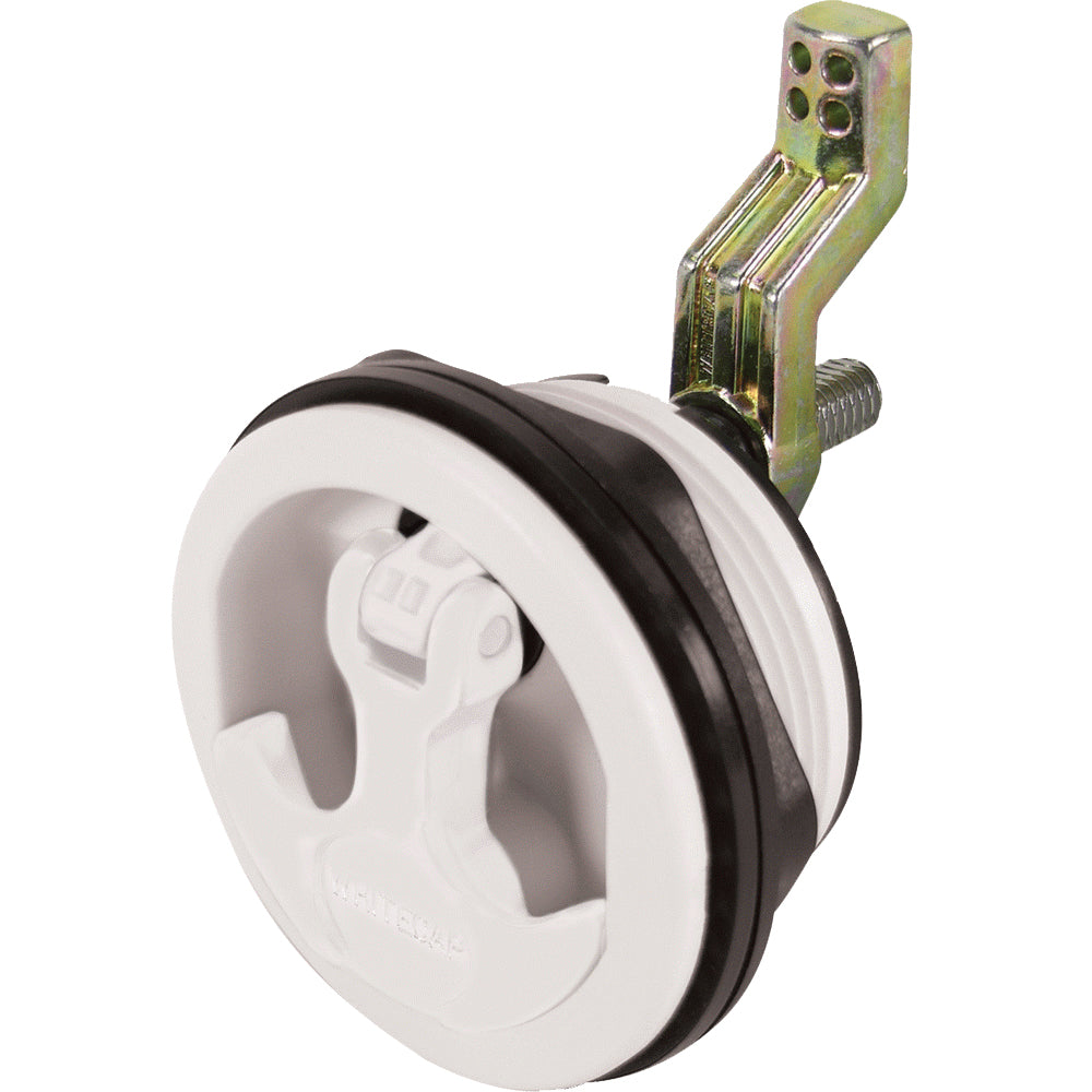 Whitecap white non-locking nylon T-handle latch with a sturdy T-shaped grip, ideal for secure container closures.