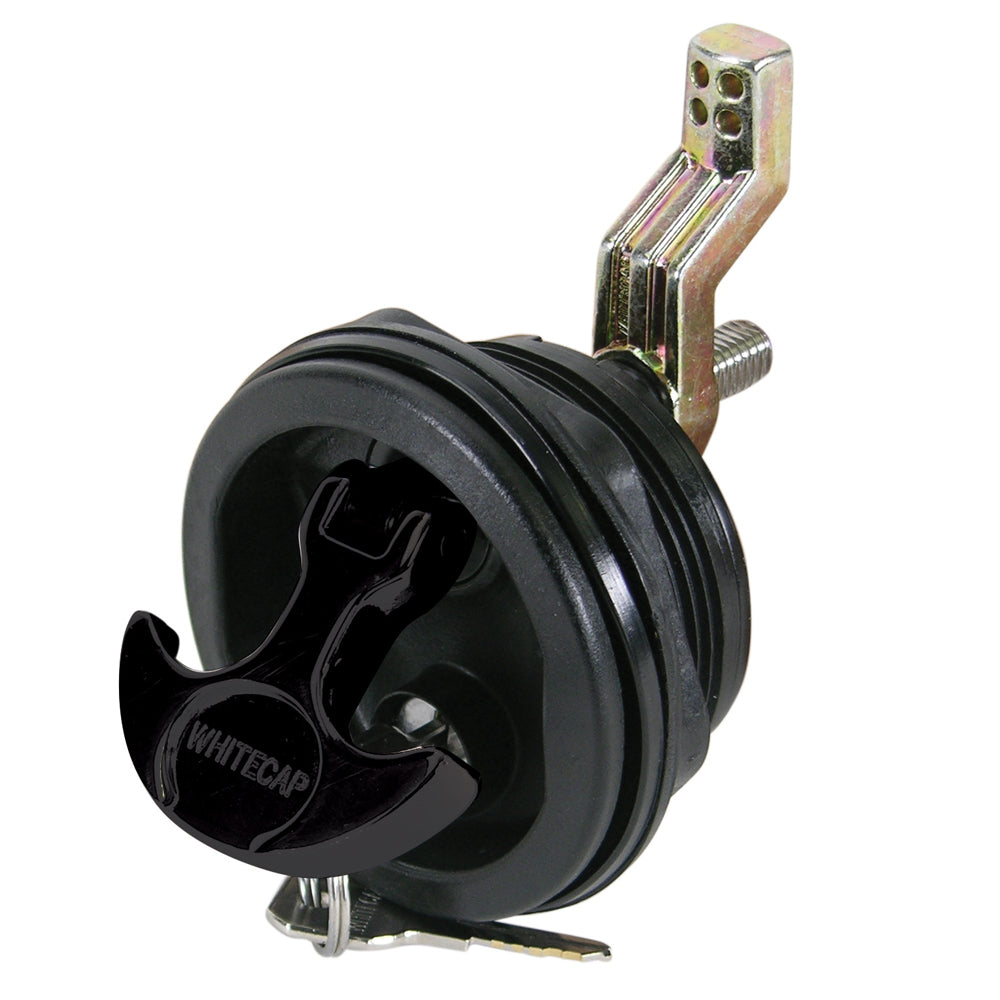 Whitecap T-Handle Locking Latch in black nylon, featuring a sturdy T-handle design for secure closure and easy operation.