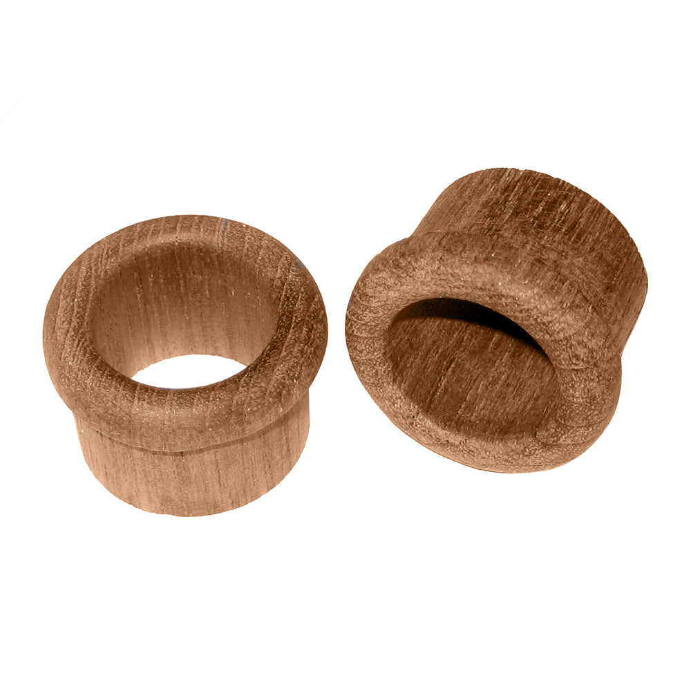 Whitecap teak finger pull with 1-inch barrel length, shown in a 2-pack, natural teak finish for furniture or cabinetry.