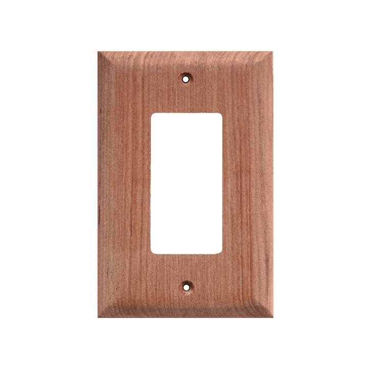 Whitecap teak ground fault outlet cover plate showing a natural teak wood finish and secure receptacle opening.