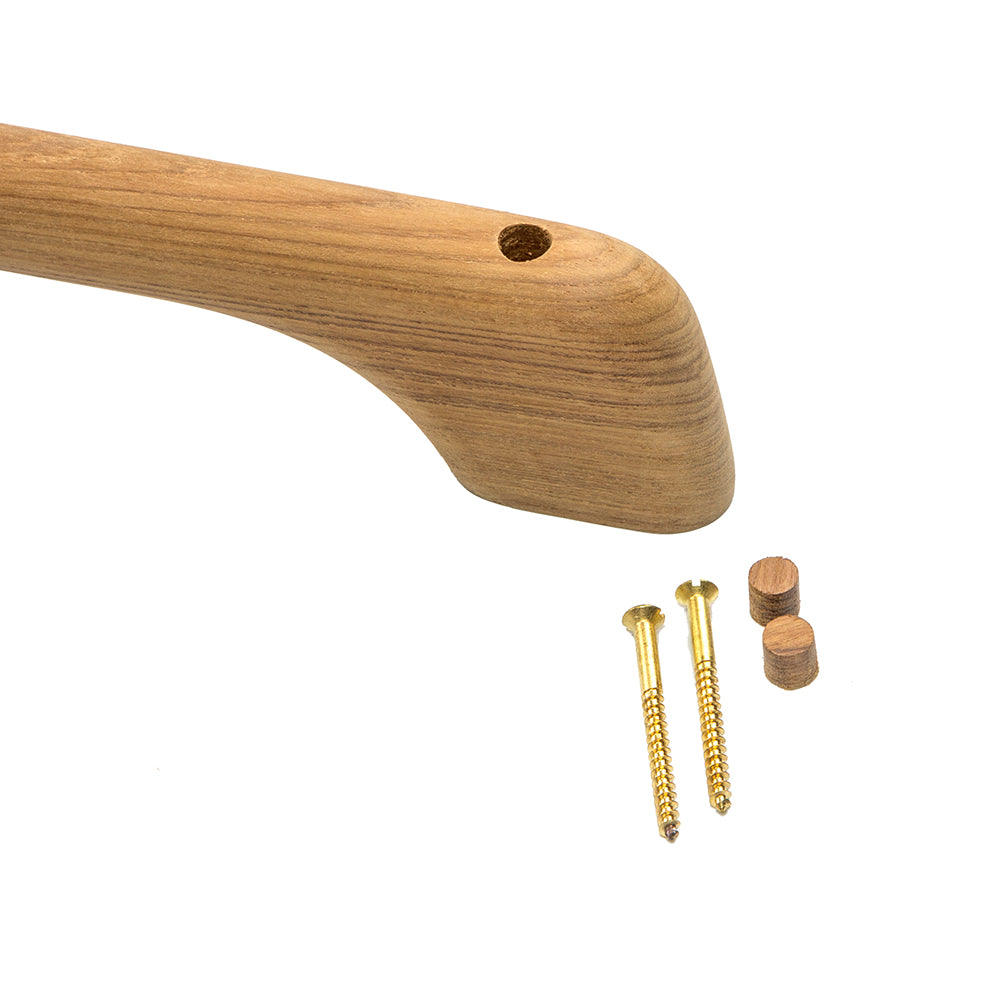 Whitecap teak long towel bar, 23 inches, mounted on wall, showcasing smooth teak finish for bathroom or spa use.