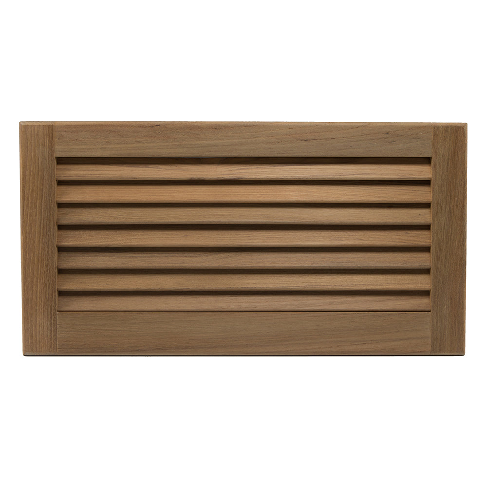 Whitecap teak louvered insert measuring 9-3/8 by 18 inches with 3/4-inch thickness, showcasing natural teak wood slats.