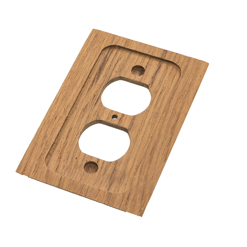 Whitecap teak outlet cover plate, weather-resistant receptacle plate made of durable teak wood for outdoor use.