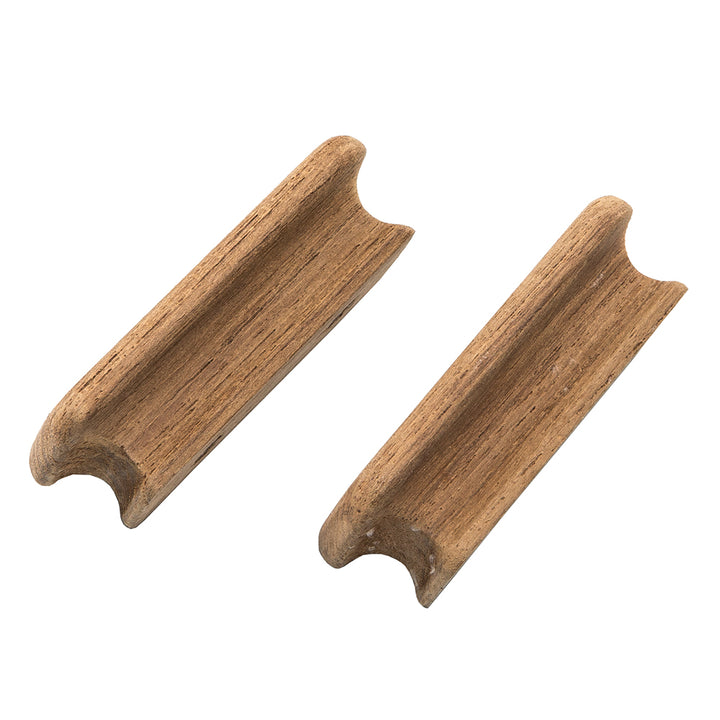 Whitecap teak rectangular drawer knobs, 2-3/4 inches long, set of two, with smooth teak finish for furniture drawers.