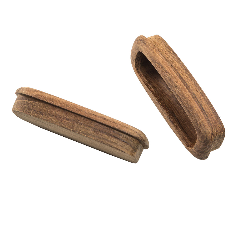 Whitecap teak rectangular drawer pulls, 3-1/4 inches, in a 2-pack, featuring natural teak wood finish and modern design.