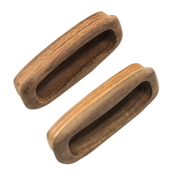 Whitecap teak rectangular drawer pulls, 3-1/4 inches, in a 2-pack, featuring durable teak wood for cabinets and furniture.