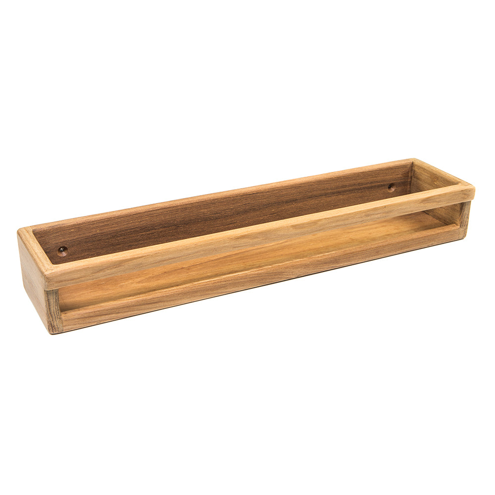Whitecap teak stow rack made of durable teak wood, ideal for boat or outdoor storage, with a sleek white finish.