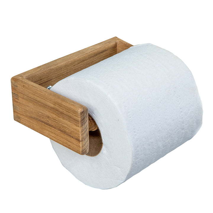Whitecap teak toilet tissue rack with a sleek design, featuring a natural teak finish and sturdy construction for bathroom storage.