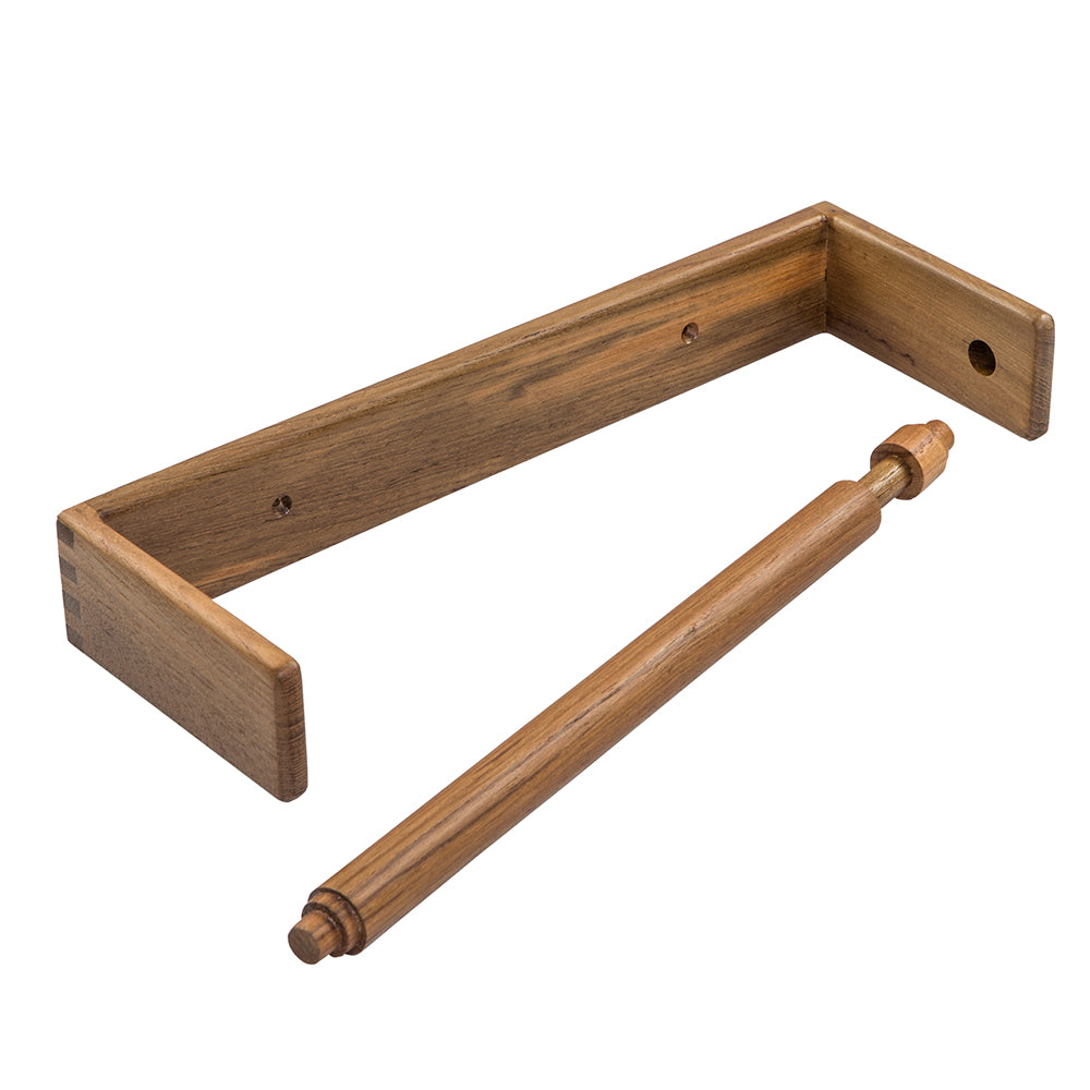 Whitecap teak wall-mount paper towel holder featuring a sleek, natural teak finish and sturdy wall-mount design.