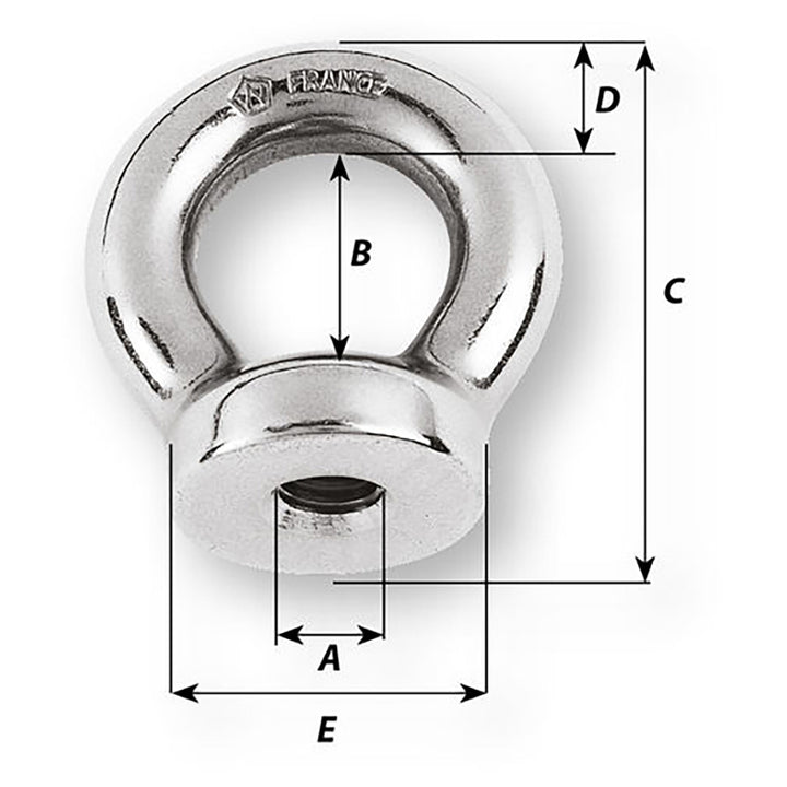Wichard Marine 12mm eye nut with M14 thread, 200mm length, used as marine accessories for securing rigging or anchors.