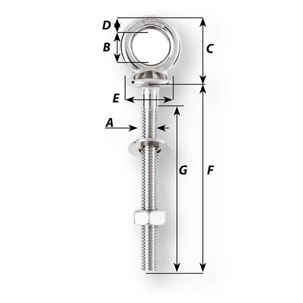 Wichard Marine eye bolt with 5/32-inch diameter and 4-inch length, used as a durable marine accessories component.