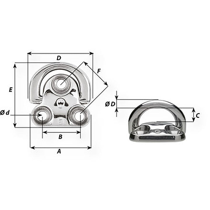 Wichard Marine folding pad eye with 25/64-inch diameter, marine accessory for secure rigging and fastening.