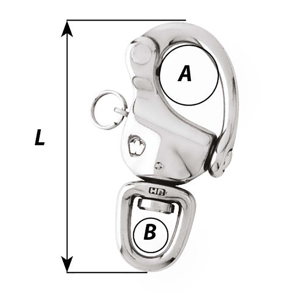 Wichard Marine 2-3/4 inch snap shackle with swivel and clevis pin, stainless steel marine hardware for secure rigging.