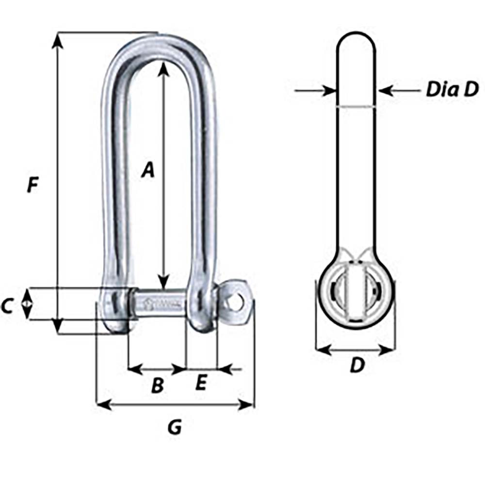 Manille longue en D à axe imperdable Wichard - Diamètre 5 mm - 3/16"