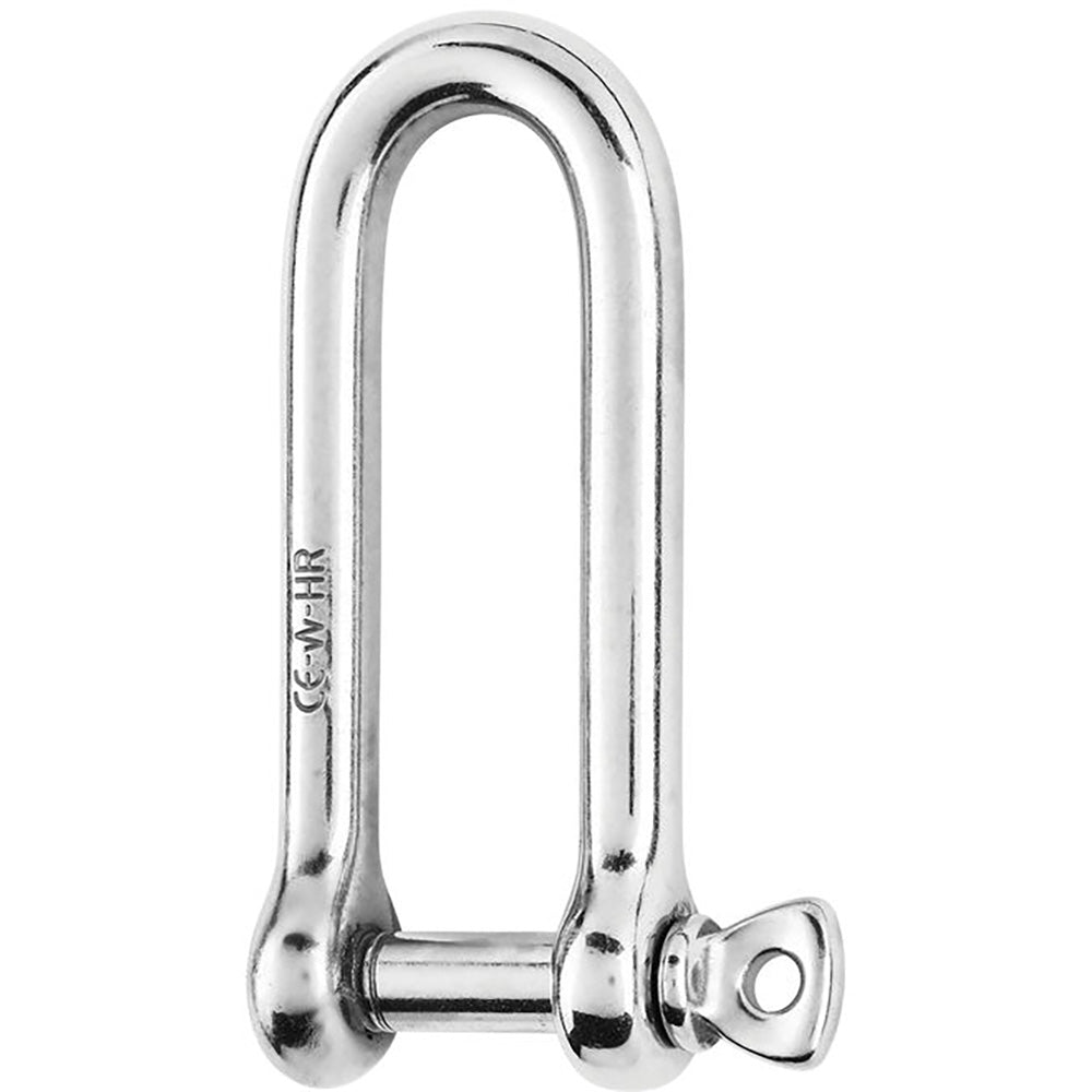 Wichard Marine HR Long D Shackle, 10mm diameter, 25/64 inch, stainless steel marine shackle with a long D shape.