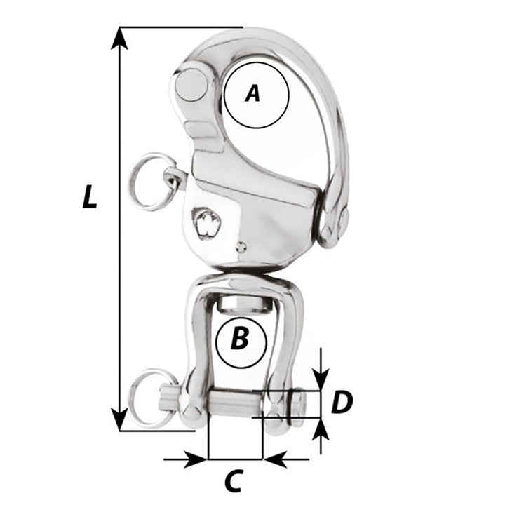 Wichard Marine HR Snap Shackle with Clevis Pin Swivel, 120mm length, durable stainless steel shackle for marine applications
