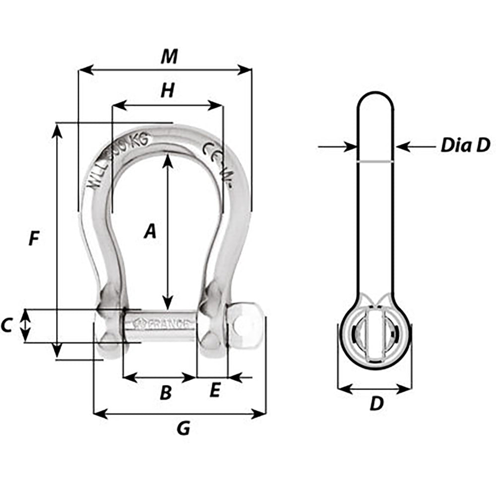 Manille lyre non autobloquante Wichard - Diamètre 16 mm - 5/8"