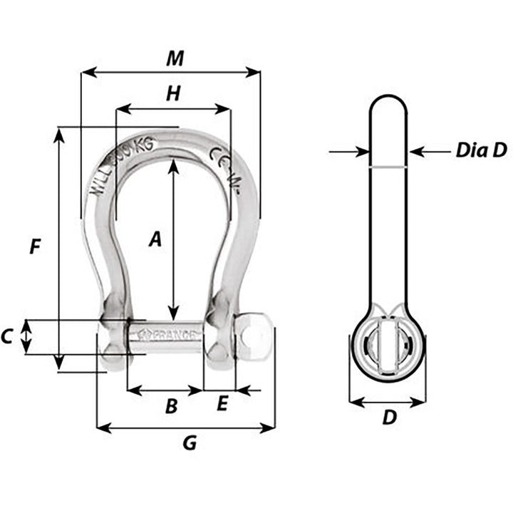 Manille lyre non autobloquante Wichard - Diamètre 16 mm - 5/8"