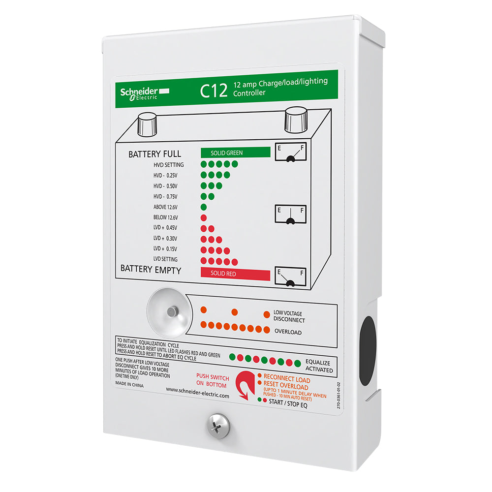 Xantrex C-Series Solar Charge Controller 12 Amp electrical panel for solar power management, shown in the product image.